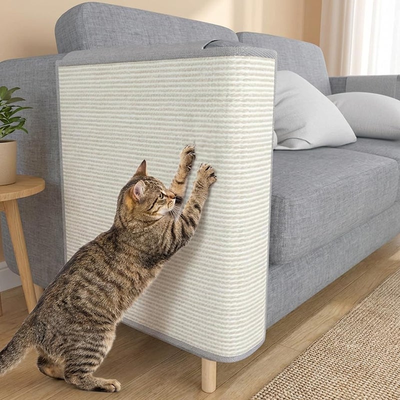 Mofish Large Cat Scratcher Couch Protector, All Inclusive Cat Anti-Scratch Pad, Natural Sisal Furniture Prevent From Cats - Corner Cat Scratcher for Sofas, Chairs (Light grey right) - Image 1