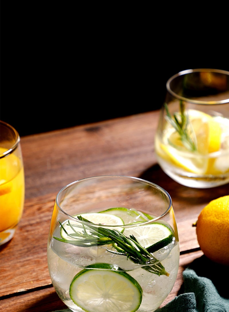 عبوة من 6 أكواب شفافة من زجاج البورسليكات العالي سعة 300 مل - تصميم دائري، متين وأنيق لتقديم الماء والعصائر والمشروبات - Image 4