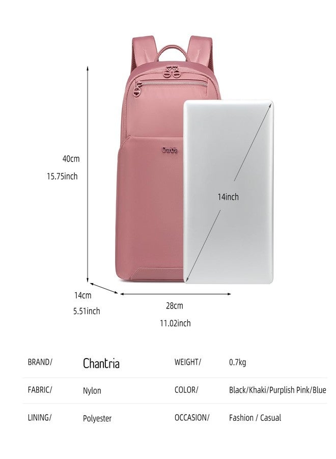 Chantria Laptop Backpack for Women 14-inch Work Office Backpack 15L Capacity Laptop Bag College Bag Water-repellent Casual Backpack for Travel (Nostalgia Rose) - Image 3