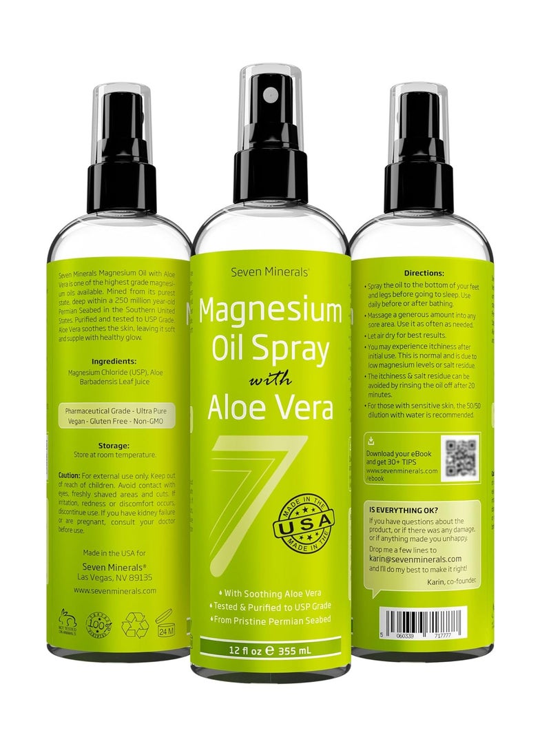 Seven Minerals Magnesium Oil with Aloe Vera, 12oz  - Image 2