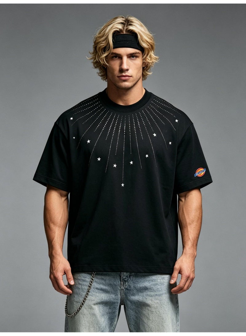 Dickies all over the sky hot drilling meteor men and women summer cotton loose round neck short sleeve T-shirt - Image 3