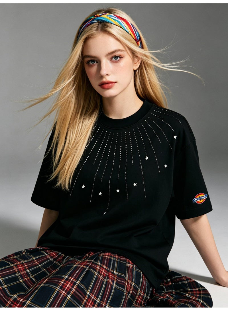 Dickies all over the sky hot drilling meteor men and women summer cotton loose round neck short sleeve T-shirt - Image 2