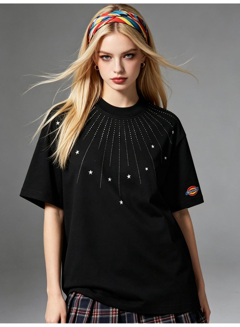Dickies all over the sky hot drilling meteor men and women summer cotton loose round neck short sleeve T-shirt - Image 5