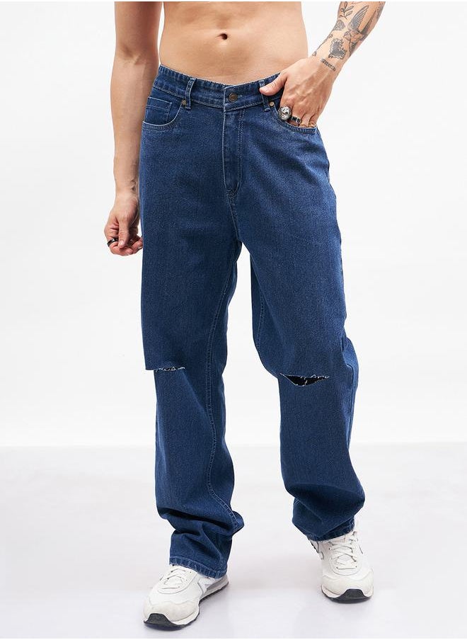 Mascln Sassafras - Knee Slit Relaxed Fit Jeans by Styli - Image 1