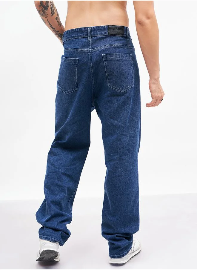 Mascln Sassafras Knee Slit Relaxed Fit Jeans by Styli