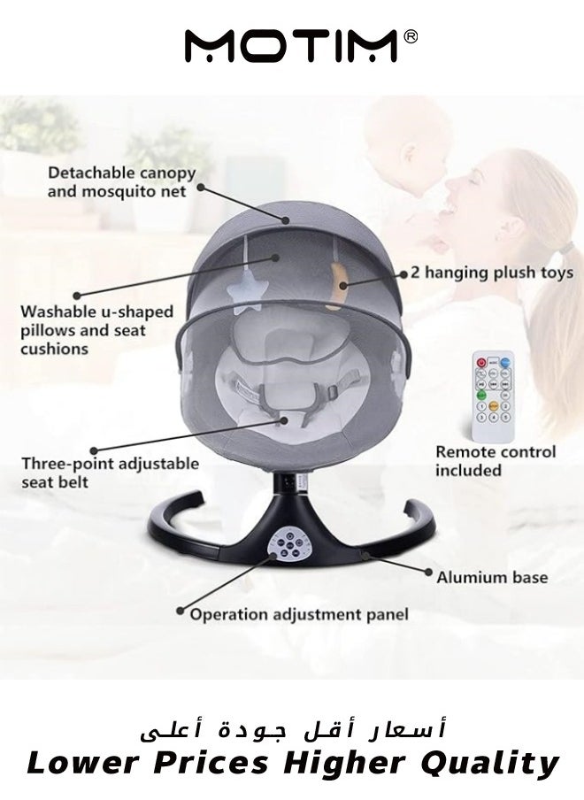 Motim - Baby Swing for Infants 5 Speed Electric Bluetooth Baby Rocker for Newborn 3 Timer Settings & 10 Pre-Set Lullabies Portable Baby Swing with Tray and Remote Control for 5-26 lbs 0-12 Months - Image 1