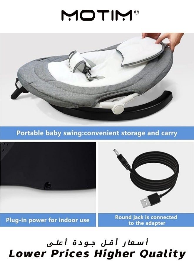 Motim - Baby Swing for Infants 5 Speed Electric Bluetooth Baby Rocker for Newborn 3 Timer Settings & 10 Pre-Set Lullabies Portable Baby Swing with Tray and Remote Control for 5-26 lbs 0-12 Months - Image 1