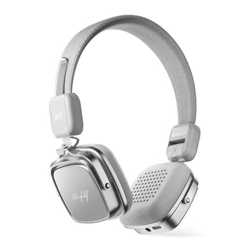 iKF R2 Retro Classic Metal and Leather Grain Wireless Headphones On EarErgonomic Design40mm Drivers ENC Noise Cancelling Bluetooth V54 Wired Dual Mode 60H PlaytimeThrowback 80s 90s Gray - Image 1