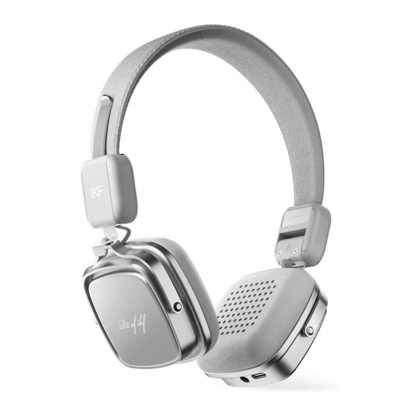iKF R2 Retro Classic Metal and Leather Grain Wireless Headphones On EarErgonomic Design40mm Drivers ENC Noise Cancelling Bluetooth V54 Wired Dual Mode 60H PlaytimeThrowback 80s 90s Gray - Image 2