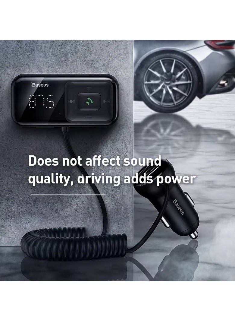 Baseus Universal Wireless Car Charger MP3 with Bluetooth 5.0, Dual USB 5V/3.1A Fast Charging, FM Transmitter 87.5-108MHz, Hands-Free Calling, LED Battery Voltage Display, Supports iPhone, Samsung, Huawei, Xiaomi, TF Card and USB Disk up to 32GB, 12-24V Car Charger - Image 2