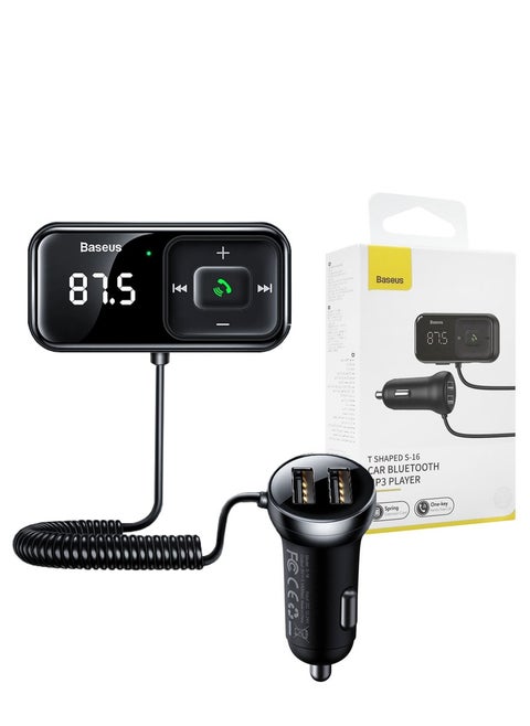Bluetooth FM Transmitter 5.0 Wireless Radio Adapter Car Kit with Dual USB Charging Car Charger MP3 Player Support TF Card & USB Disk Built-in Microphone