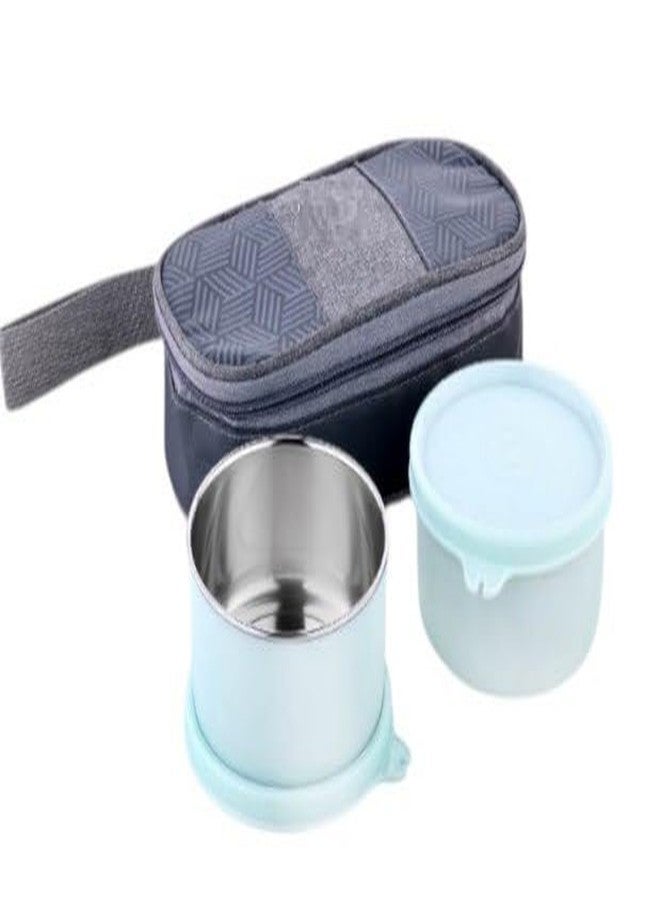 Simplyhut Stainless Steel Lunch Box Set 2, Microwavable Inner Steel Safe & Leak Proof Lunch Box, Hygienic BPA Free Easy Carry Containers with Washable Insulated Zipper Bag & Airtight Lid for School - Image 1