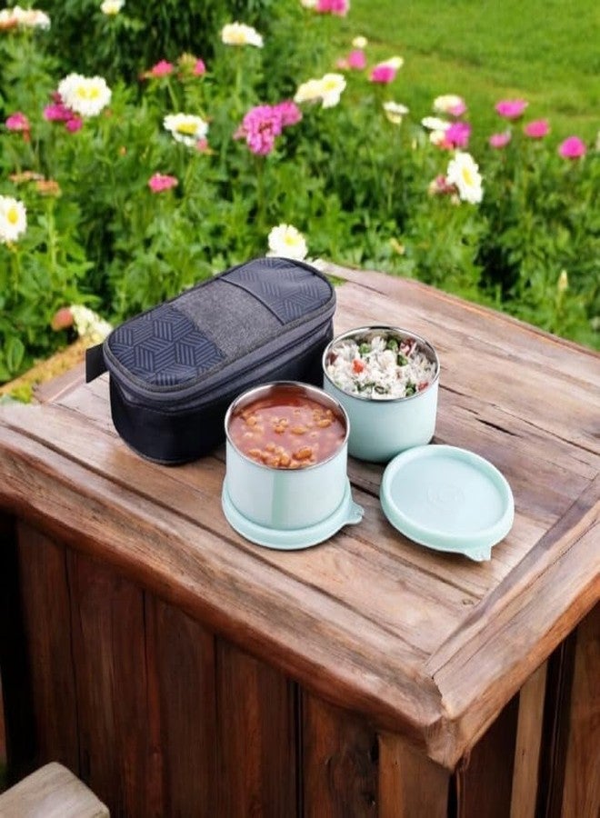 Simplyhut Stainless Steel Lunch Box Set 2, Microwavable Inner Steel Safe & Leak Proof Lunch Box, Hygienic BPA Free Easy Carry Containers with Washable Insulated Zipper Bag & Airtight Lid for School - Image 5