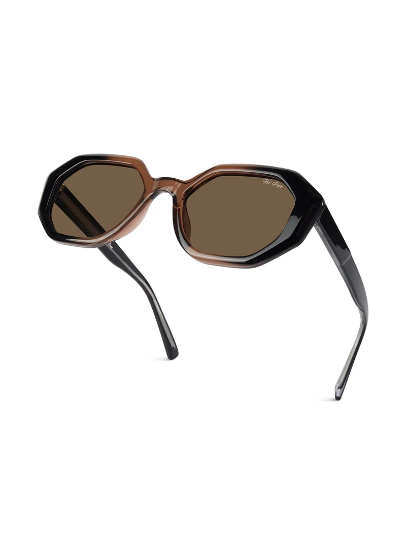 Woggles  Red Pappy Rayvex Brown Polarized Hexagonal Sunglasses for Women | Best Price UAE