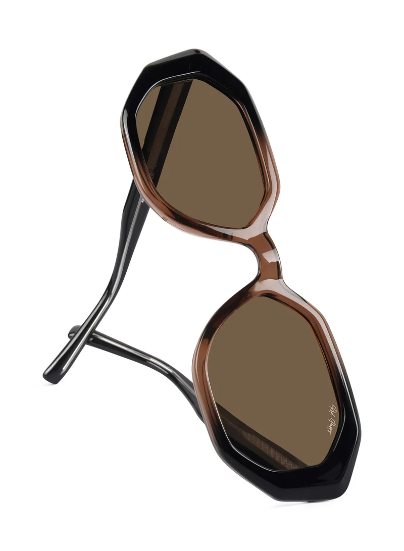 Woggles  Red Pappy Rayvex Brown Polarized Hexagonal Sunglasses for Women | Best Price UAE