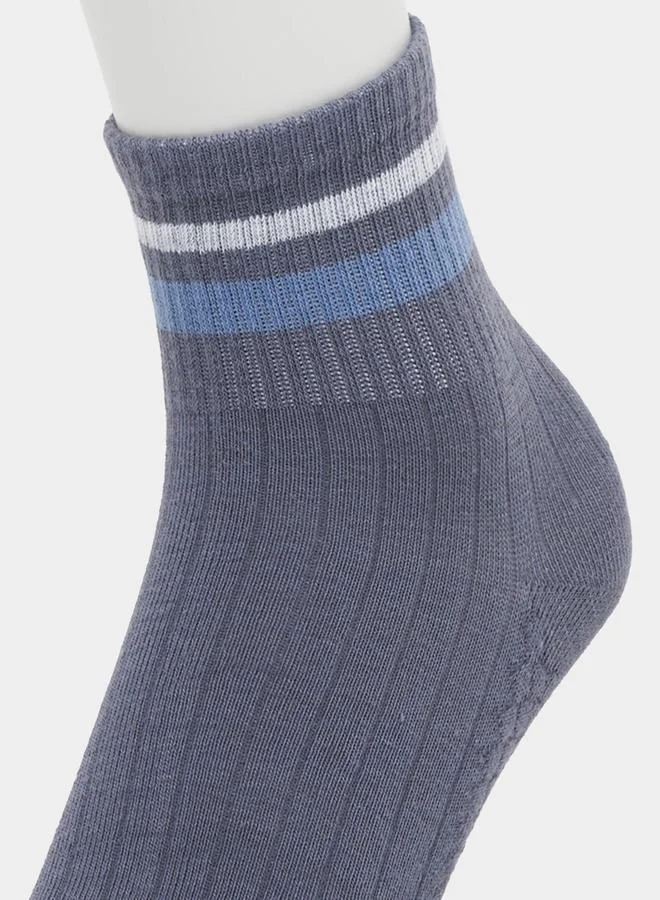 Styli Set of 5 - Striped Cuff Quarter Socks