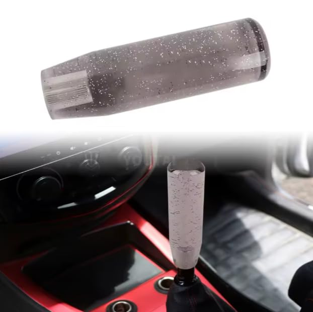 YOURKARTS.COM YOURKARTS Gear Shift Knob Crystal Sparkle Styling 15CM & 10CM Sporty Handle Universal Gear Head for Manual Automatic Cars | Sleek Transparent Design with Shimmer Effect (Smoke, 10cm) - Image 4