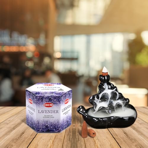 HEM Lavender Backflow Incense Cones – Pack of 40 Brown Cones | Long-Lasting Floral Aroma for Positivity, Relaxation & Sleep | Wood Powder Aromatherapy for Stress Relief & Air Purification - Image 4