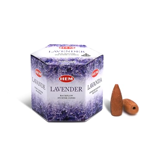 HEM Lavender Backflow Incense Cones – Pack of 40 Brown Cones | Long-Lasting Floral Aroma for Positivity, Relaxation & Sleep | Wood Powder Aromatherapy for Stress Relief & Air Purification - Image 1