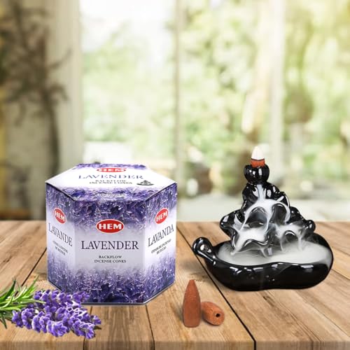 HEM Lavender Backflow Incense Cones – Pack of 40 Brown Cones | Long-Lasting Floral Aroma for Positivity, Relaxation & Sleep | Wood Powder Aromatherapy for Stress Relief & Air Purification - Image 3
