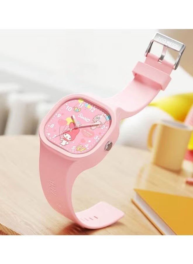 Happy D Pink Square Cartoon Sanrio Melody Pattern Children's Watch Silicone Strap Suitable for Kids of All Ages Gift Watches - Image 3