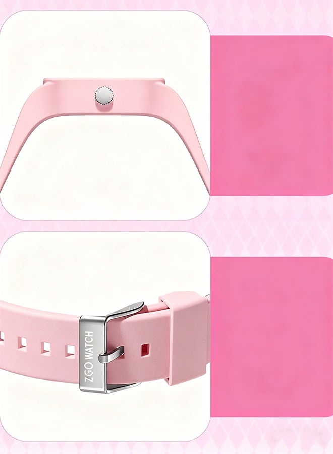 Happy D Pink Square Cartoon Sanrio Melody Pattern Children's Watch Silicone Strap Suitable for Kids of All Ages Gift Watches - Image 4