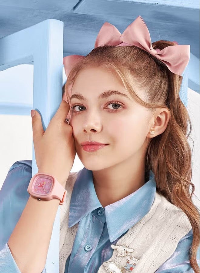 Happy D Pink Square Cartoon Sanrio Melody Pattern Children's Watch Silicone Strap Suitable for Kids of All Ages Gift Watches - Image 5