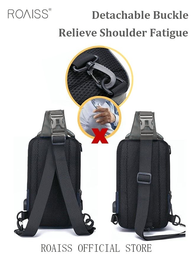 roaiss Men Crossbody Sling Bag Travel Chest Bags with USB Charging Port Waterproof Casual Daypack Outdoor Sling Bag Hiking Backpack for Men Outdoor Travel Business Casual Work Office  - Image 3
