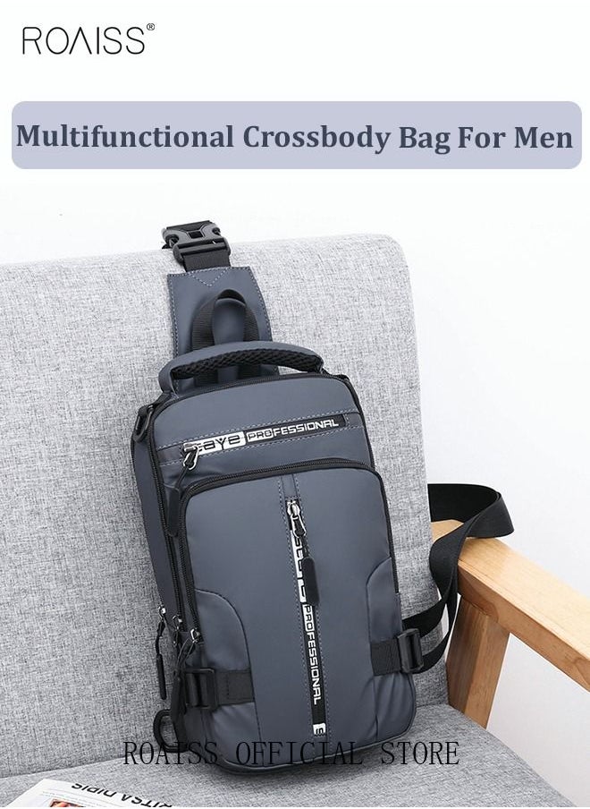 roaiss - Men Crossbody Sling Bag Travel Chest Bags with USB Charging Port Waterproof Casual Daypack Outdoor Sling Bag Hiking Backpack for Men Outdoor Travel Business Casual Work Office - Image 1