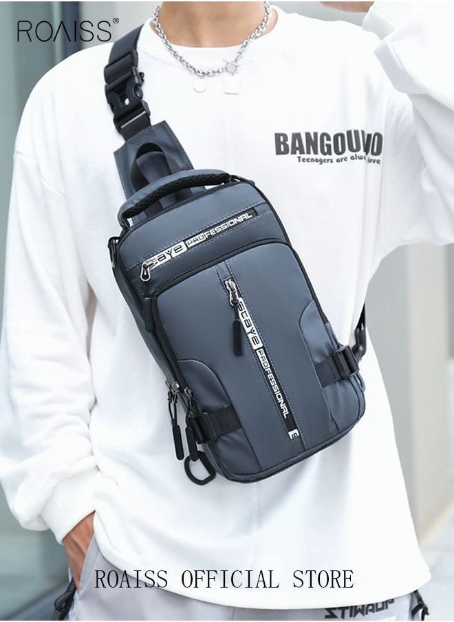 roaiss - Men Crossbody Sling Bag Travel Chest Bags with USB Charging Port Waterproof Casual Daypack Outdoor Sling Bag Hiking Backpack for Men Outdoor Travel Business Casual Work Office - Image 1