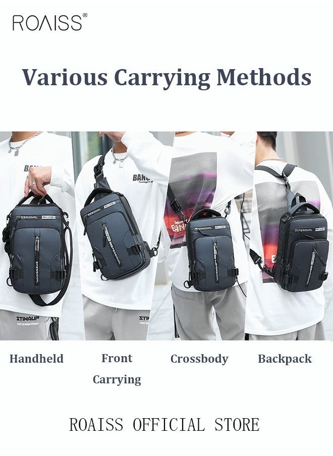 roaiss - Men Crossbody Sling Bag Travel Chest Bags with USB Charging Port Waterproof Casual Daypack Outdoor Sling Bag Hiking Backpack for Men Outdoor Travel Business Casual Work Office - Image 1