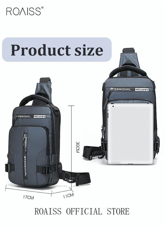 roaiss - Men Crossbody Sling Bag Travel Chest Bags with USB Charging Port Waterproof Casual Daypack Outdoor Sling Bag Hiking Backpack for Men Outdoor Travel Business Casual Work Office - Image 1