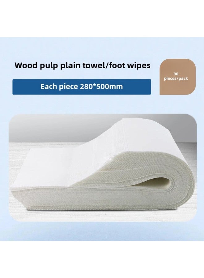 Generic Disposable Towel Wood Pulp Foot Therapy Foot Bath Special Foot Wipe Beauty Salon Pillow Towel Household Hairdressing Shop Nail Tissue-Color:Wood Pulp Plain 28*50cm [90 Sheets]  - Image 1