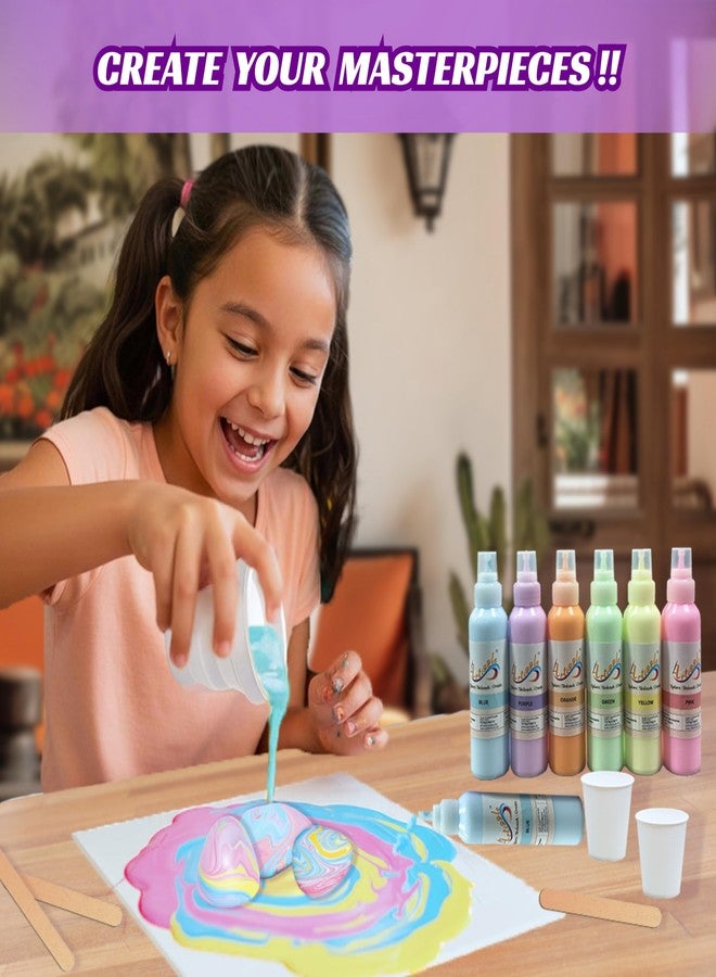 Artiggle مجموعة فن الصخور السائلة من أرتيجل | مجموعة رسم بالصب السائل يمكنك صنعها بنفسك، تتضمن 6 صخور، و6 ألوان باستيل للصب، وأكواب، وملاعق تقليب | ألعاب فنية وحرفية للأطفال | غير سامة | هدية رائعة للبنات والأولاد من عمر 4 إلى 13 عامًا - Image 3