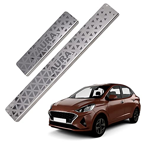 Galio GFX Car Door Sill Guard - Stainless Steel, Protects Painted Edges from Scuffs or Scratches Compatible with Aura Set of 4Pcs (After-Market) Model - 2020 Onwards - Image 2