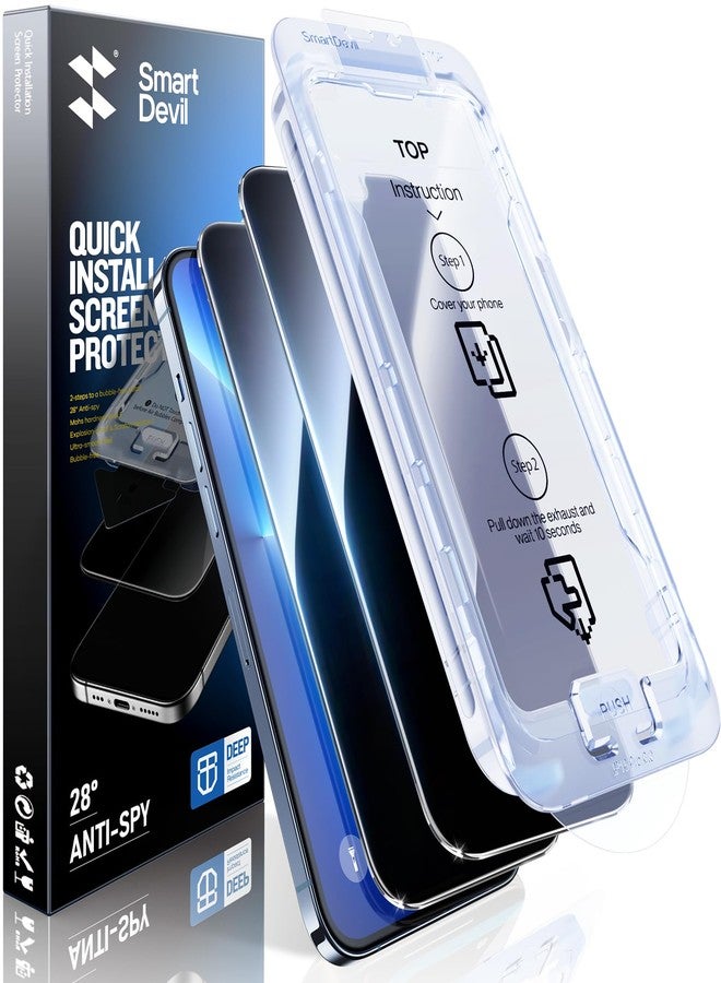 SMARTDEVIL 2PACK for iPhone 13 Pro Max/14 Plus Privacy Screen Protector 6.7inch Shatterproof Tempered Glass [True 28°Anti Spy] [9H Hardness] [Auto Dust-Elimination Install], [Bubble Free] - Image 1