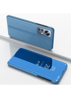 Case Cover For Xiaomi 12 / 12X  Plated Mirror Horizontal Flip Leather Case with Holder Blue