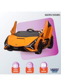 LAMBORGHINI Lovely Baby Lamborghini Battery-Operated Powered Riding Car LB 6988EL for Kids, Remote-Control, Music & Lights, Age 1-6 Yrs - Orange  - Image 3
