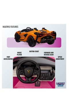 LAMBORGHINI Lovely Baby Lamborghini Battery-Operated Powered Riding Car LB 6988EL for Kids, Remote-Control, Music & Lights, Age 1-6 Yrs - Orange  - Image 4