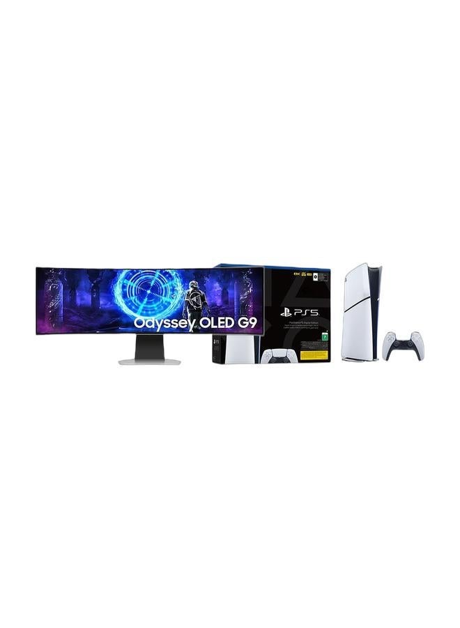 Sony Odyssey PS5 UltraWide Bundle - Samsung Odyssey G9 49” OLED Dual QHD 240Hz Gaming Monitor + PlayStation 5 Digital Edition (UAE Version) - Image 2