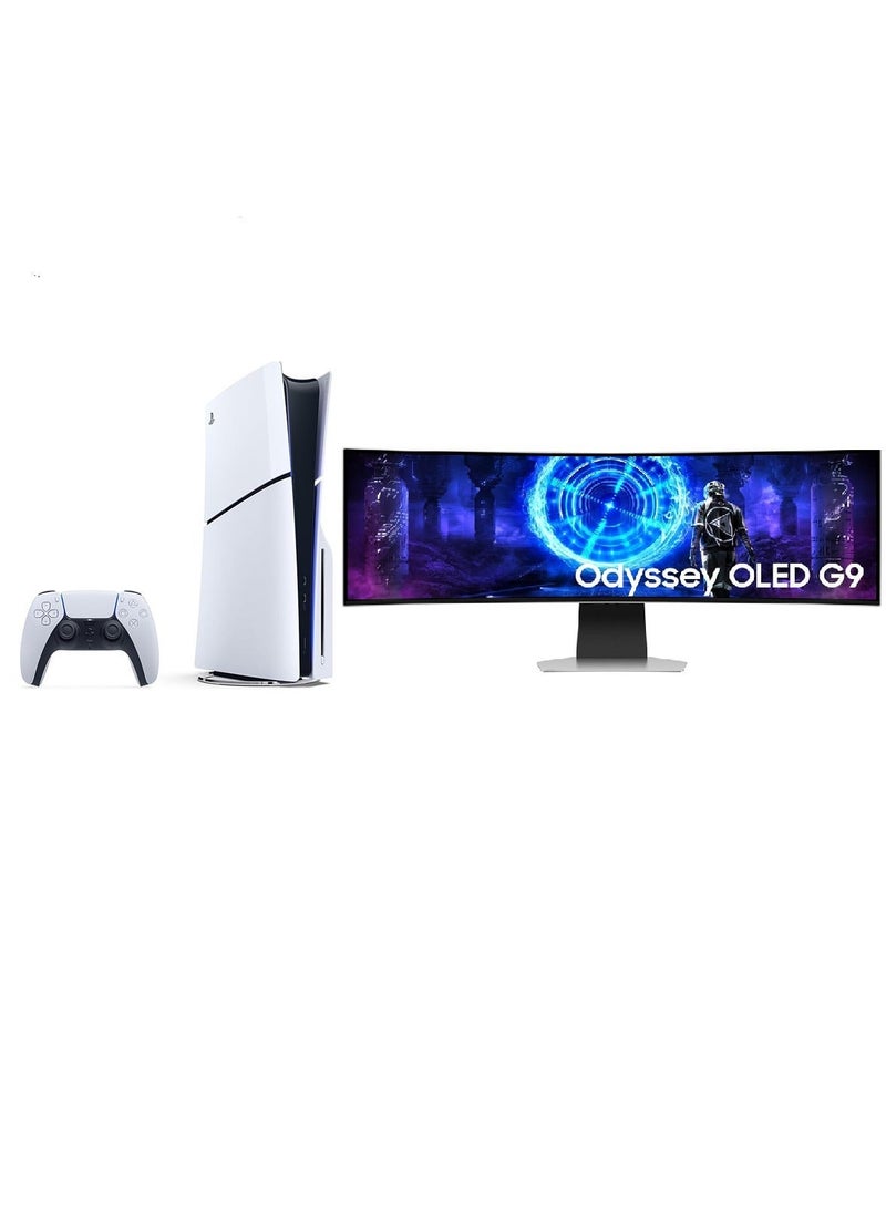 Sony Odyssey PS5 UltraWide Bundle - Samsung Odyssey G9 49” OLED Dual QHD 240Hz Gaming Monitor + PlayStation 5 Digital Edition (UAE Version) - Image 1