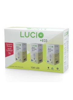 Lucio 3-Piece 15W 3000K E27 LED Bulb Set Warm White 19.8 x 7 x 13.6 cm L-ST-0100-15W-3000K-P3  - Image 4