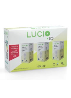 Lucio 3-Piece 15W 3000K E27 LED Bulb Set Warm White 19.8 x 7 x 13.6 cm L-ST-0100-15W-3000K-P3  - Image 3