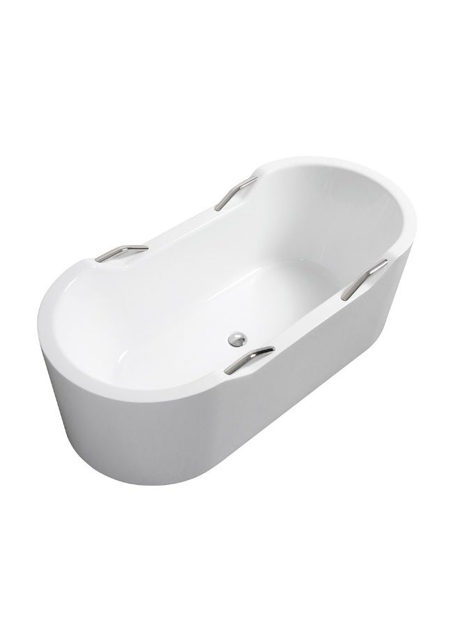 DANUBE HOME Milano Plus Maud Freestanding Bathtub (170X78X58) Cm - White Finish Acrylic Free Standing Bath Tub Contemporary Soaking Tub Luxury Spacious, Non-Slip, Waterfall Tub For Modern Bathroom - Image 4