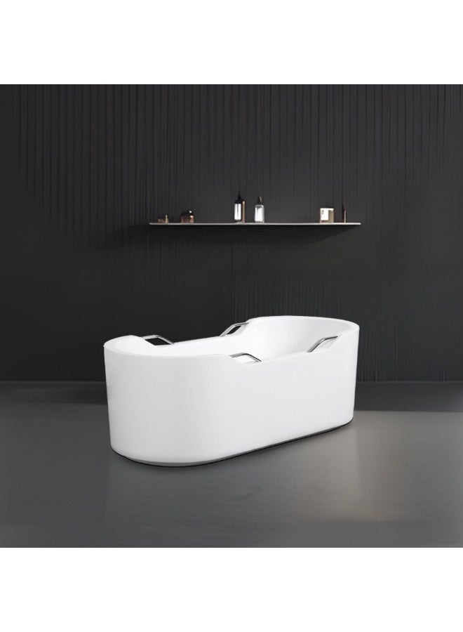 DANUBE HOME Milano Plus Maud Freestanding Bathtub (170X78X58) Cm - White Finish Acrylic Free Standing Bath Tub Contemporary Soaking Tub Luxury Spacious, Non-Slip, Waterfall Tub For Modern Bathroom - Image 1