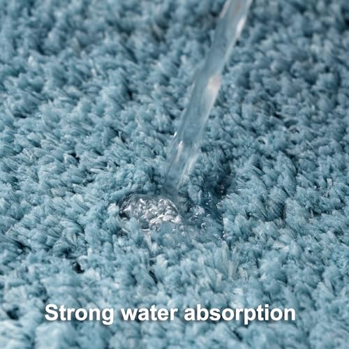 WCBSTT 3 Pieces Luxury Bathroom Rug Set with U-Shaped Toilet Rug, Non-Slip Rubber Bottom, Thick Microfiber Fluffy Plush, Water absorption, Quick Dry, Ultra Soft, Bath Mats for Bathroom, Tub(Lake Blue) - Image 5