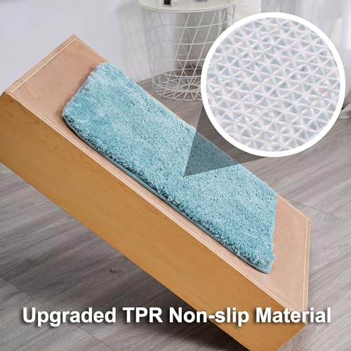WCBSTT 3 Pieces Luxury Bathroom Rug Set with U-Shaped Toilet Rug, Non-Slip Rubber Bottom, Thick Microfiber Fluffy Plush, Water absorption, Quick Dry, Ultra Soft, Bath Mats for Bathroom, Tub(Lake Blue) - Image 4