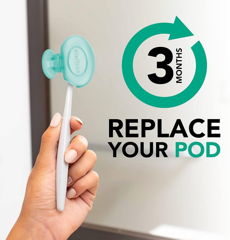 Steripod حامي فرشاة الأسنان ستيريبود مع زيوت النعناع الأساسية، يحافظ على فرشاة الأسنان طازجة ونظيفة، ملحقات السفر، يناسب معظم فرش الأسنان اليدوية والكهربائية، 2 عدد - Image 3