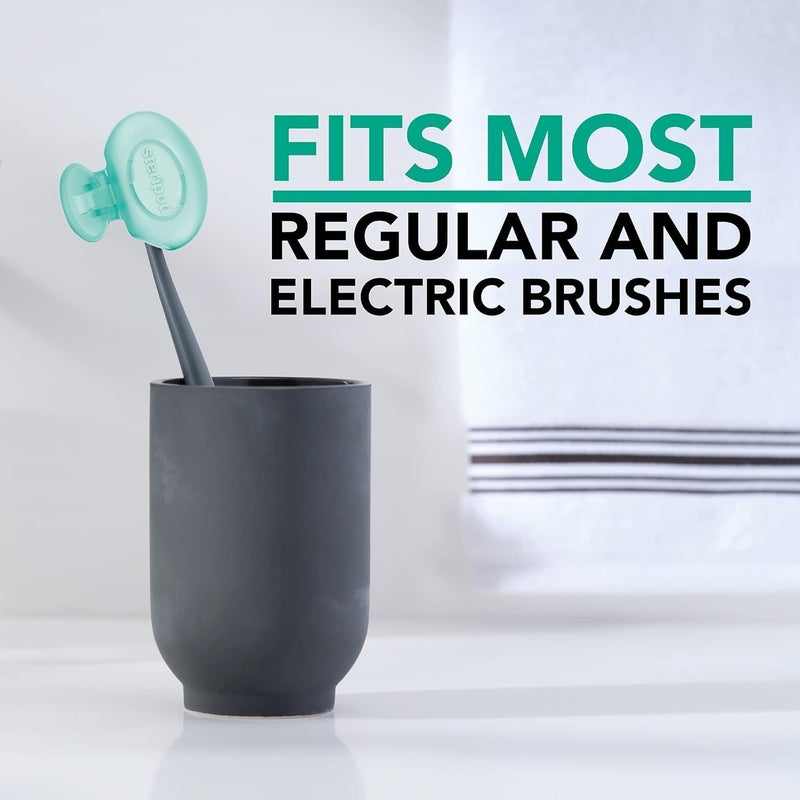 Steripod حامي فرشاة الأسنان ستيريبود مع زيوت النعناع الأساسية، يحافظ على فرشاة الأسنان طازجة ونظيفة، ملحقات السفر، يناسب معظم فرش الأسنان اليدوية والكهربائية، 2 عدد - Image 2