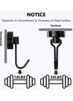 KASTWAVE Magnetic Hooks, Heavy Duty Strong Neodymium Magnet Hook 30 Lbs with Rust Proof for Indoor Outdoor Hanging, Refrigerator, Grill, Kitchen, Key Holder, Locker, Classroom, Black, Pack of 8  - Image 4